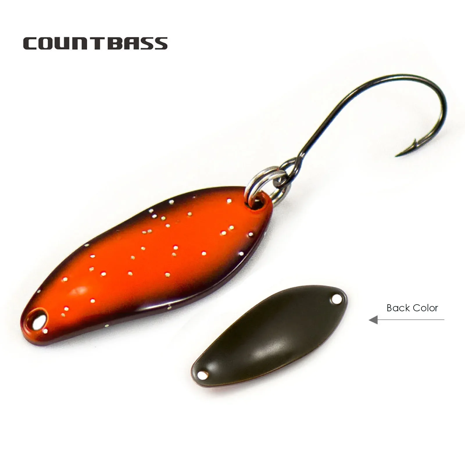 Countbass Casting Spoon Freshwater Salmon Trout Pike Bass Metal Brass Fishing Lures Fish Bait  Size 30.5x12.5mm, 2.8g  7/64oz