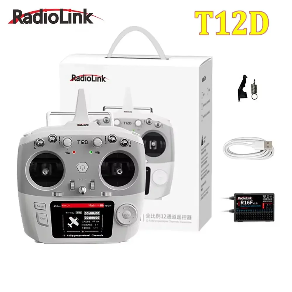 RadioLink T12D 12 Channels RC Transmitter 2.4GHz with R16F Receiver Remote Controller for FPV Drone Fixed Wing Airplane Car