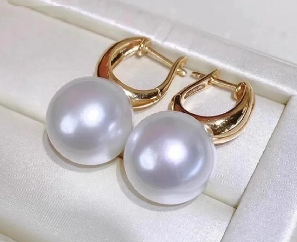 HUGE AAAAA 10-11mm real south sea natural WHITE round pearl earring 925S