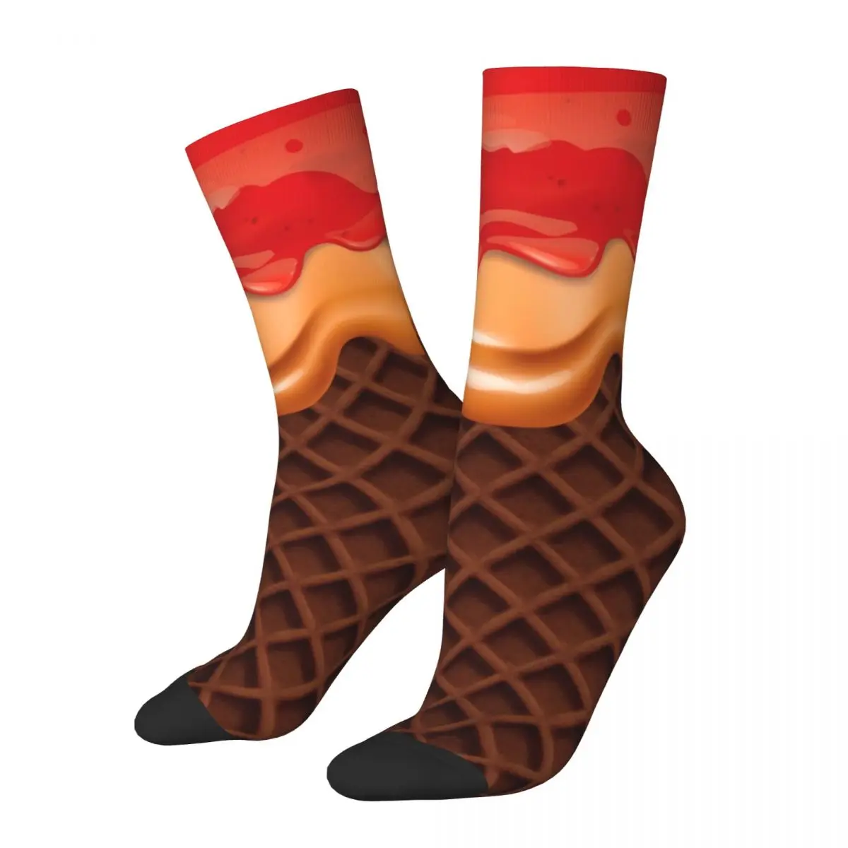 Peanut Butter And Jelly Waffle Socks Men Women Polyester Casual Socks Spring Summer Autumn Winter Middle Tube Socks Gifts