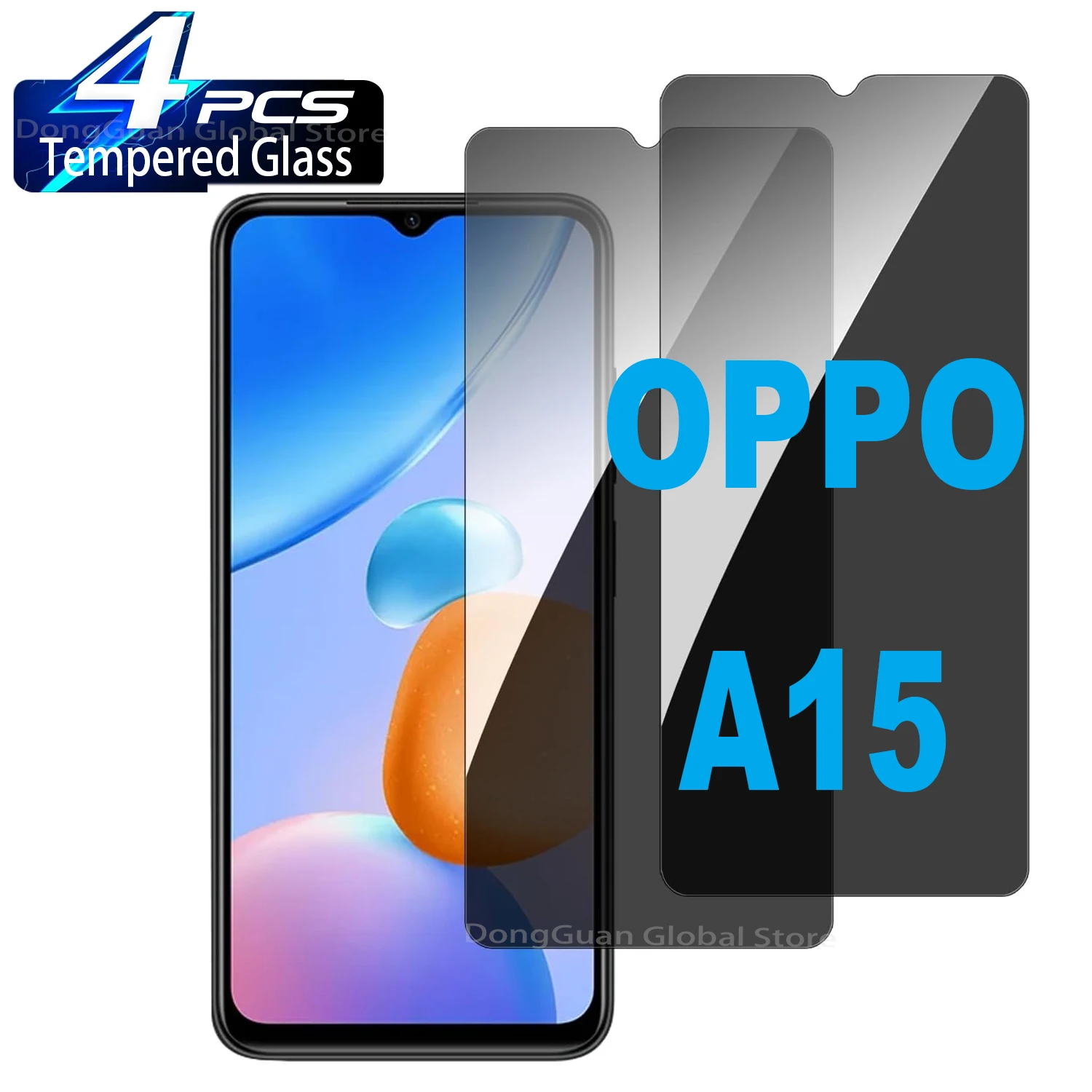 

For OPPO A15 Anti Spy Tempered Glass Screen Protector Privacy Glass Film
