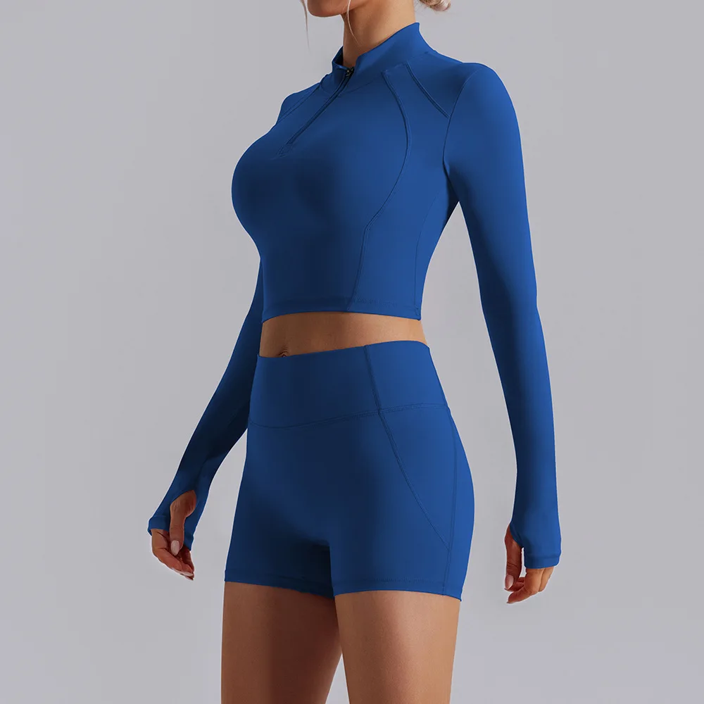 

Women's Seamless Long Sleeve Yoga Top, Half-Zip Gym Jacket, Tight Fitness Running Workout Clothes, Quick-Dry Sportswear
