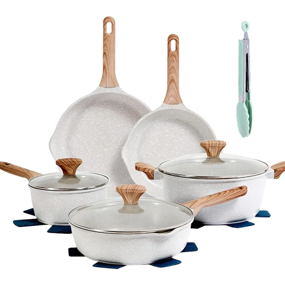 

12-Piece KOLEX Nonstick Cookware Set, Granite Coating, PFOA Free - Includes Pots, Pans, Tools for All Stoves