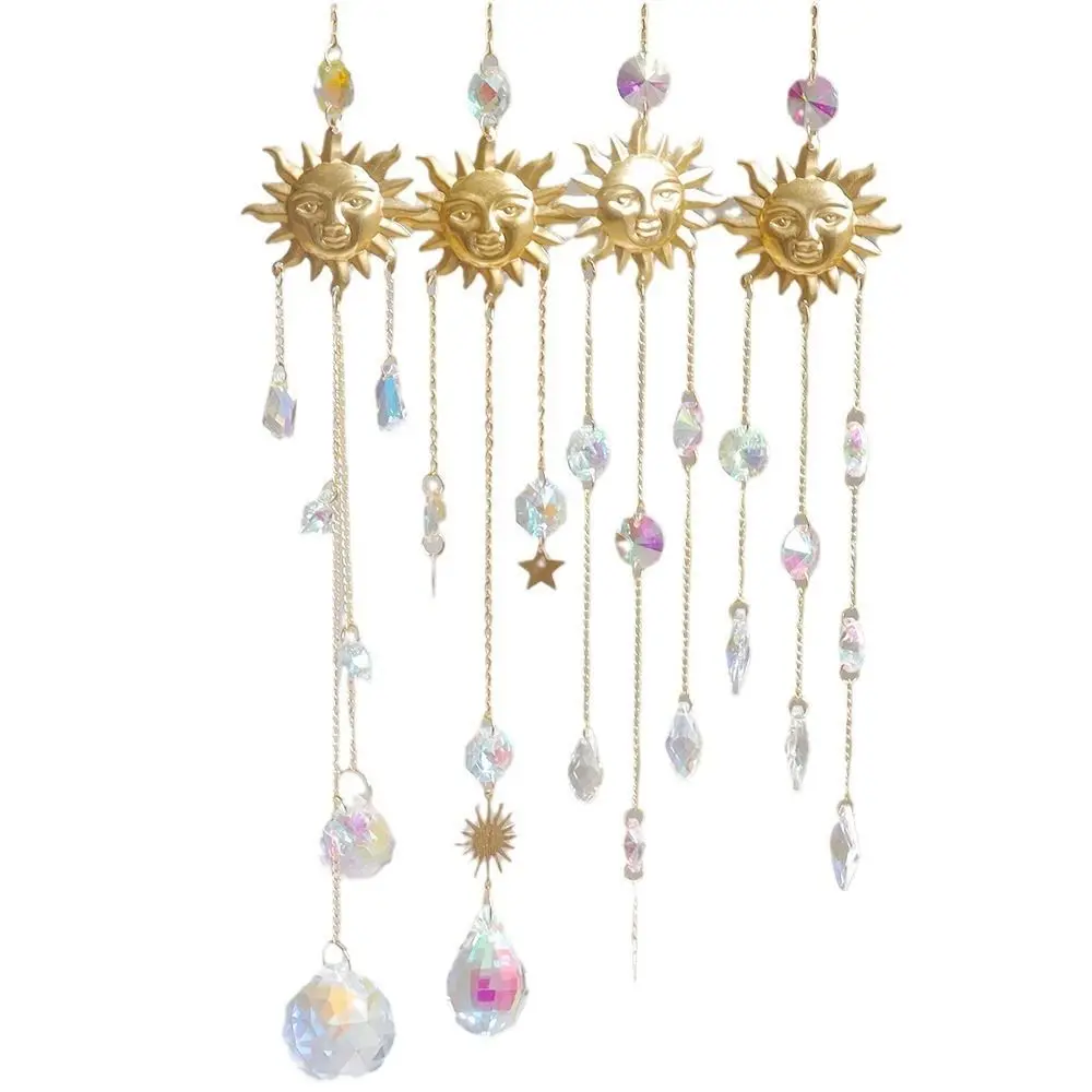 Gold color Crystal Wind Chime Wedding Party Supplies Yard Hanging Decor Crystal Pendant Crafts Gift Sun Catcher Wind Chime