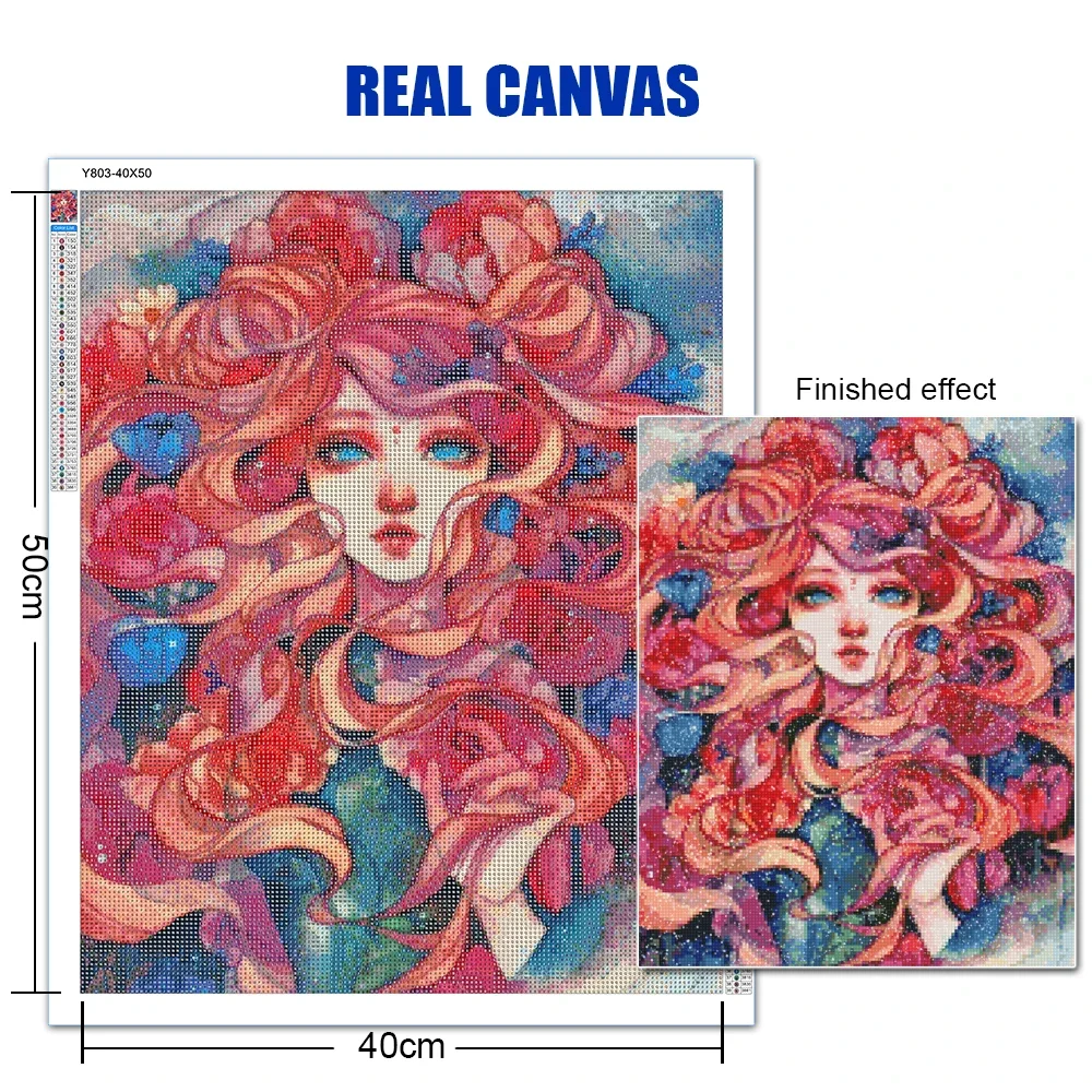 5D Diy Diamond Painting Cartoon Girl AB Diamond Full Round Anime Diamond Embroidery Mosaic Kit Home Decor Nowy produkt