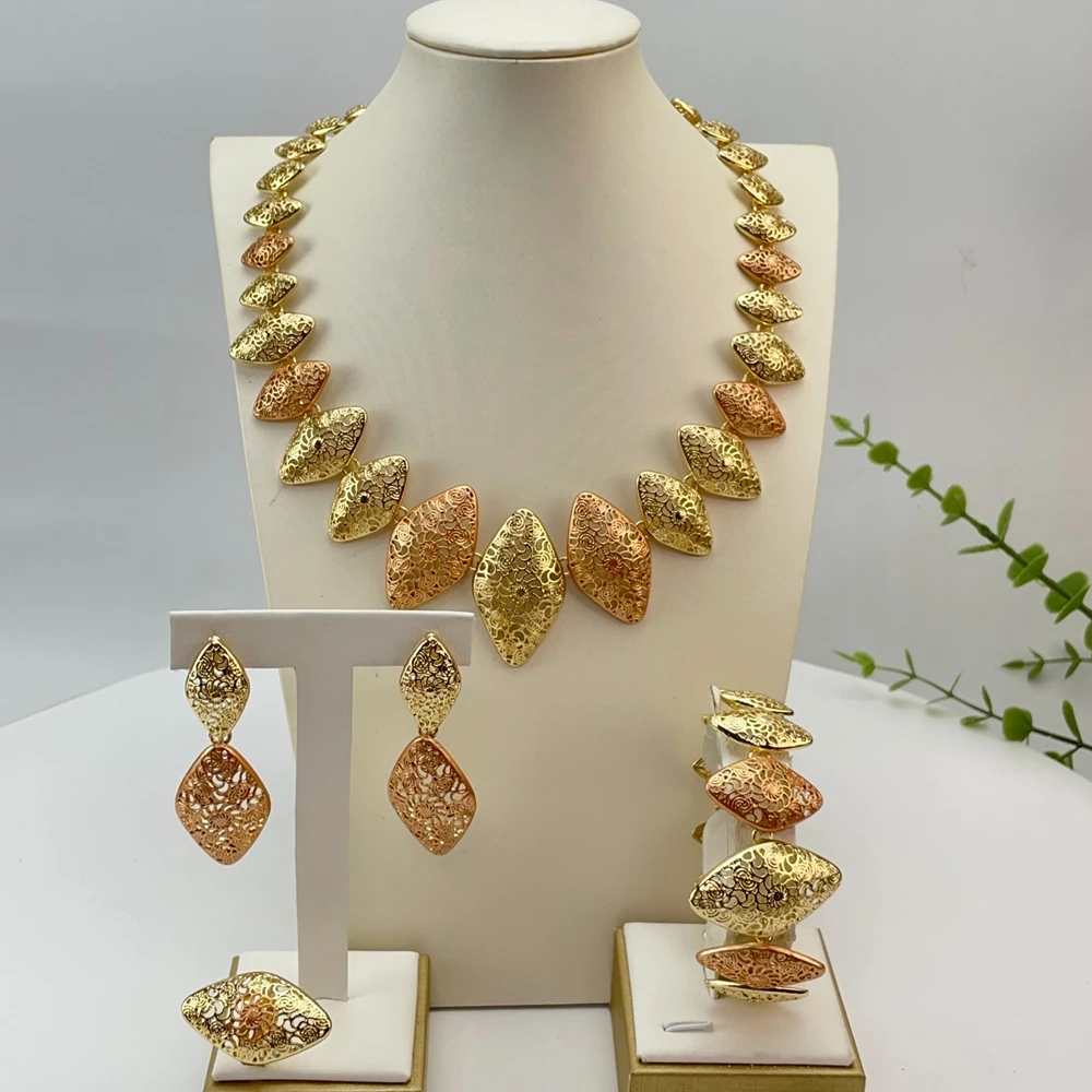 EMMA Hot Sale Fashion Woman Jewelry Set 2026 New Design Gold-color Austria African Necklace Bracelet Ring Earrings Set FHK29233