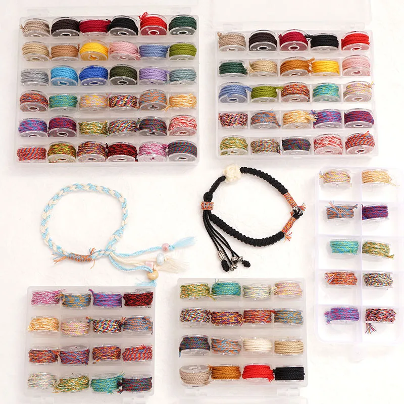 

2M/Roll 1MM Hand-Rolled Cotton Thread With Box Packaging Braiding Cord Suitable For DIY Handmade Bracelet And Necklace