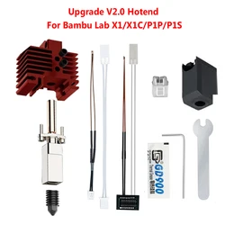 Upgrades V2.0 For Bambu Lab P1P Hotend Kit Bi Metal Throat For Bamboo X1C Hot End X1 Nozzle P1S Thermistor Hardened Steel Nozzle