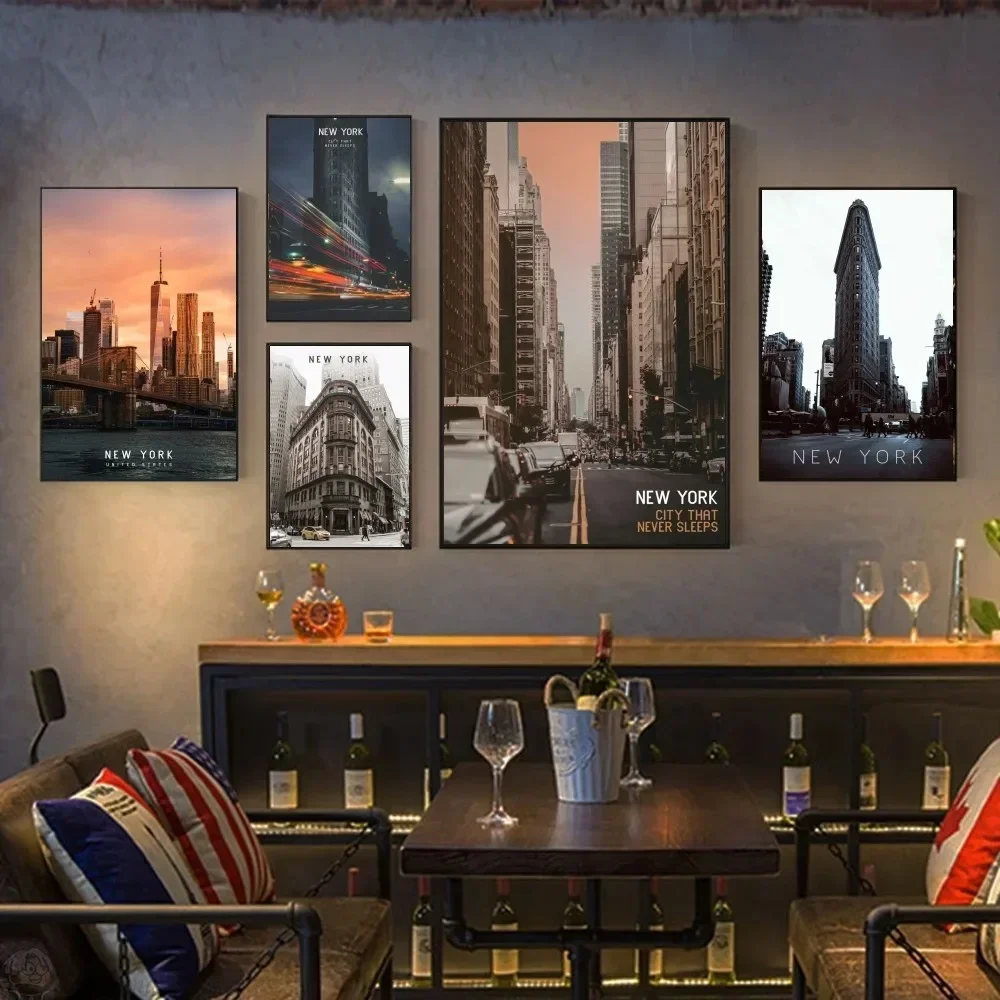 Modern New York City Manhattan Night View Lanscape Art Poste Poster HD Posters Home Room Bar Cafe Decor Art Wall Painting