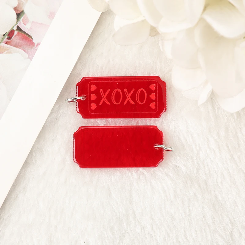 8Pcs Valentine Charms Acrylic XOXO Kissing Booth Jewlery Findings For Necklace Keychain DIY Making