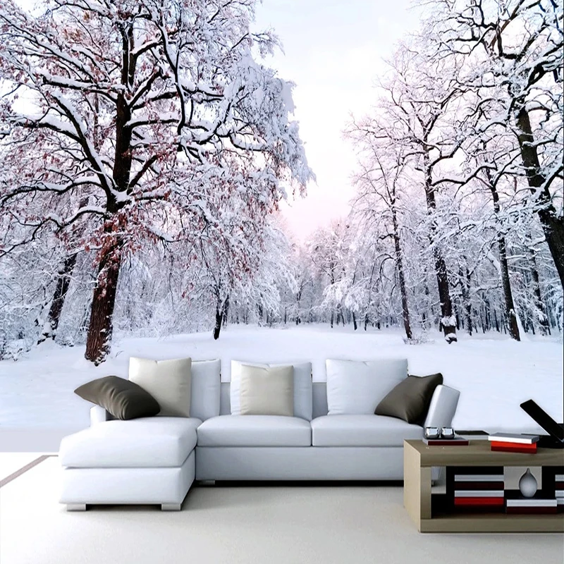 

Custom 3D Wallpaper Home Decor Snow Scenery Forest Large Mural Art Wall Painting Living Room Bedroom Background Photo Wall Paper