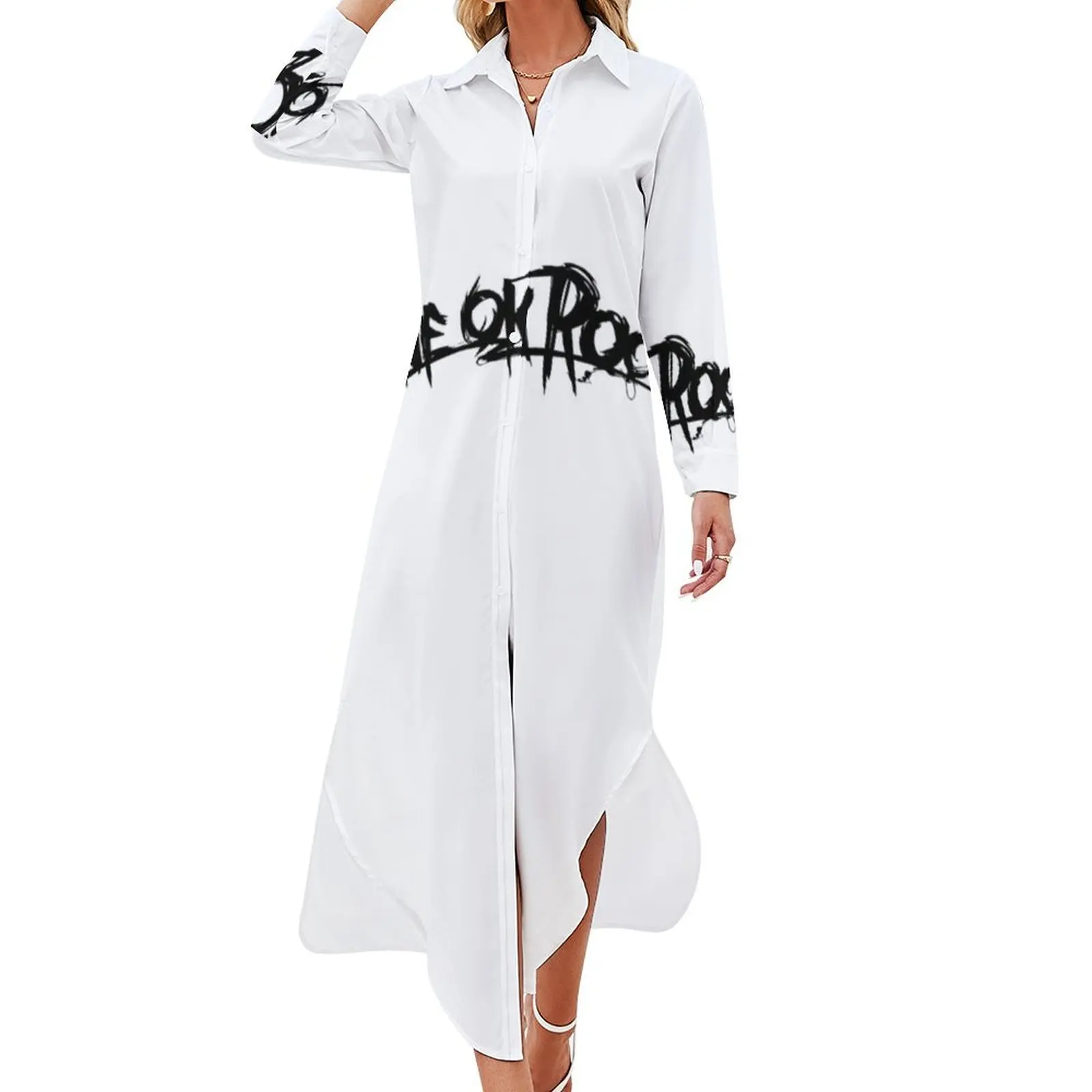 

One OK Rock Long Sleeved Shirt Dress Women's dress women's clothing korea stylish women's evening dresses