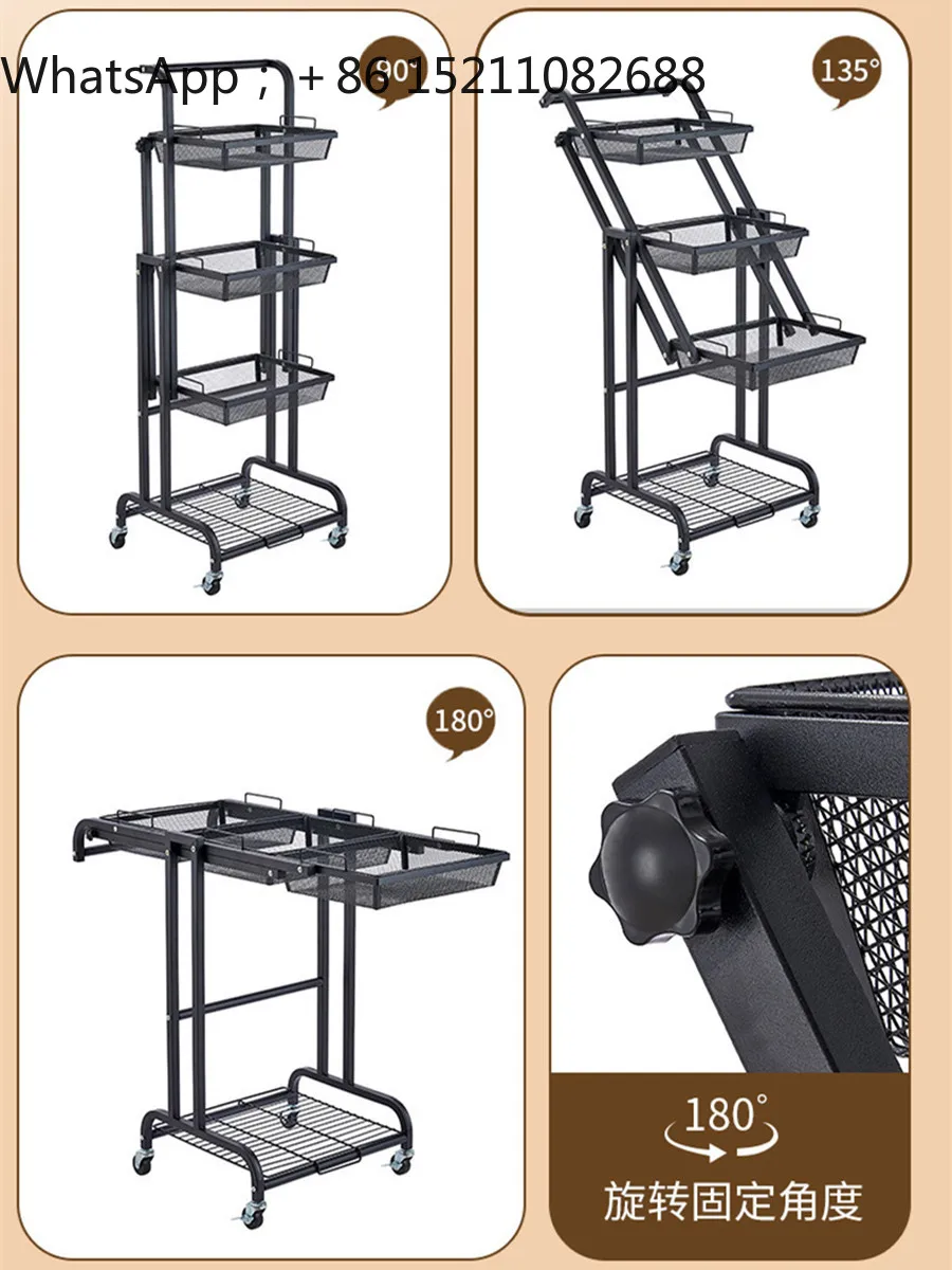 LLY foldable mobile trolley storage flower stand ladder stall display tool cart beauty salon storage