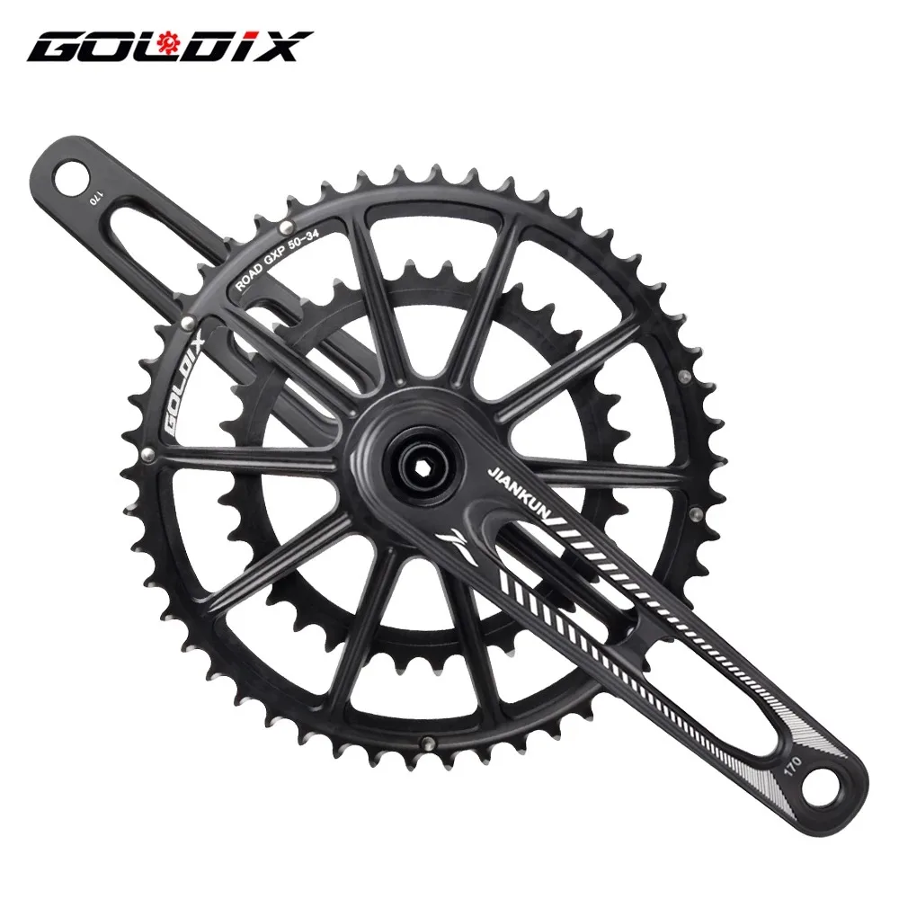 GOLDIX 165mm/170mm Ultralight Road Bike Crank for 20/22 Speed Aluminum Alloy Hollow Bicycle Crankset Double Chainring 50-34T