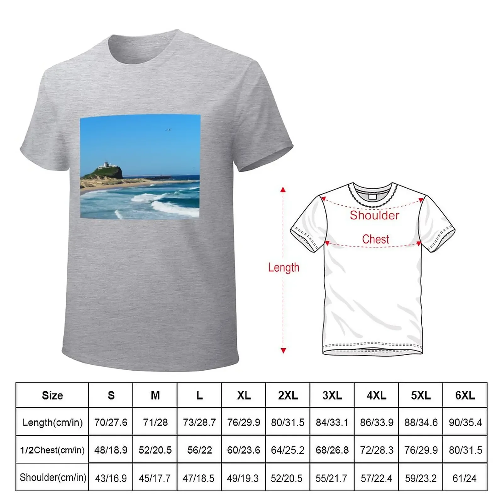 Nobbys Beach and Lighthouse T-Shirt kawaii clothes Blouse anime clothes customizeds T-shirt men