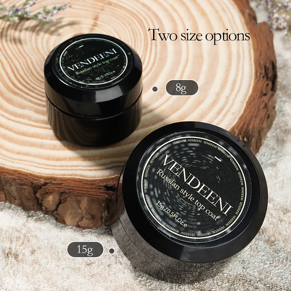 Vendeeni 15 グラムロシアトップコート厚い爪多機能洗浄なしトップコートセルフレベリングジェルネイルポリッシュ粘着ラインストーン