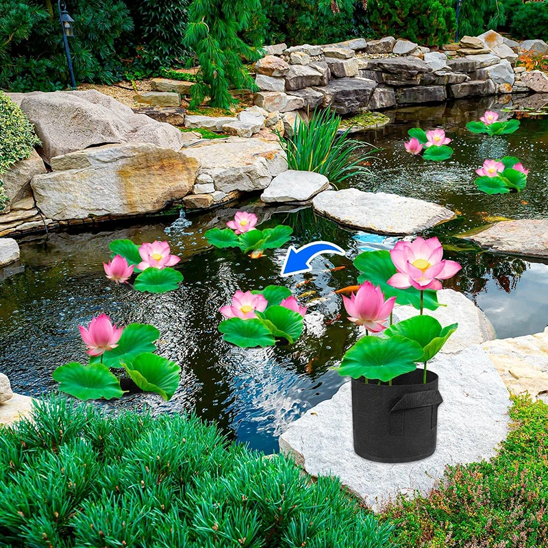 

6Pack Lily Plant Pots for Pond Nonwoven Fabric Pots with Handles Durable Breathe Reusable Fabric Plant Bags for Aquatic Plants