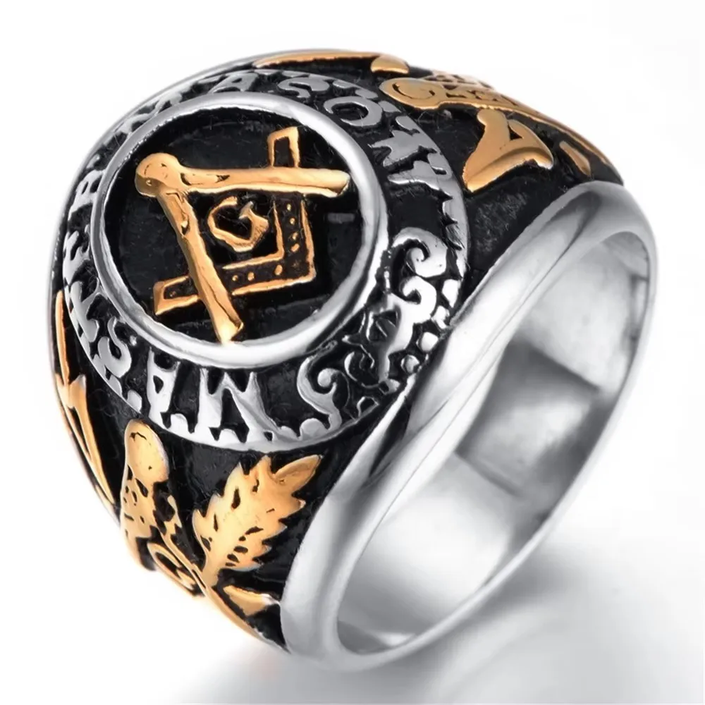 Master Mason Freemason Men\'s Silver color Gold color Free Mason Stainless Steel Masonic Ring