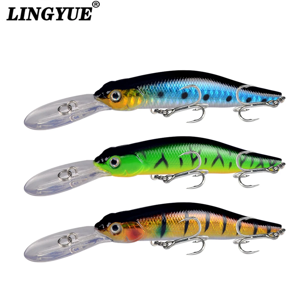 

New 12cm 13.4g Long Tongue Minnow Fishing Lure Slow Sinking Crankabits Wobbler VMC Hooks Hard Baits Far-casting Magnet System