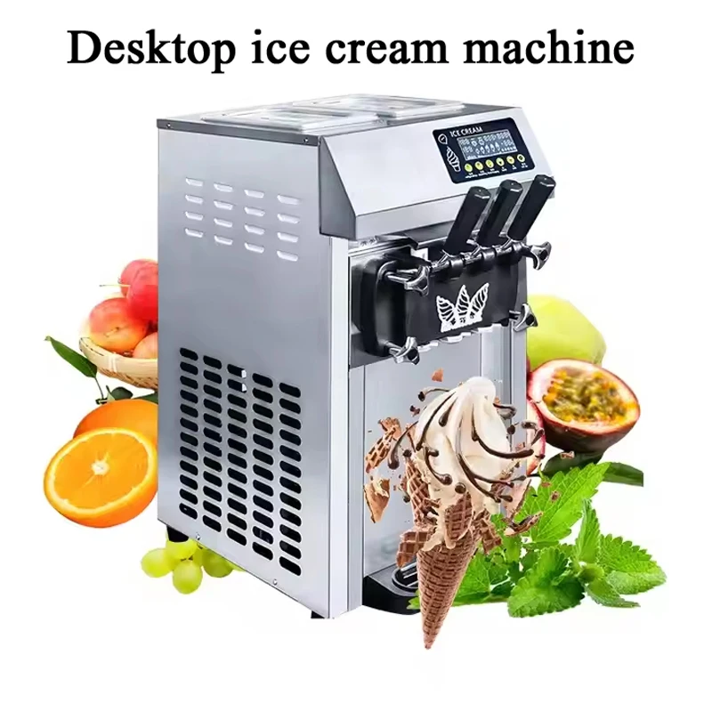 Soft Ice Cream Machines Commercial Sorbet Coolers Tricolor Desktop Sweet Cone Freezing Equipment Vending Machine