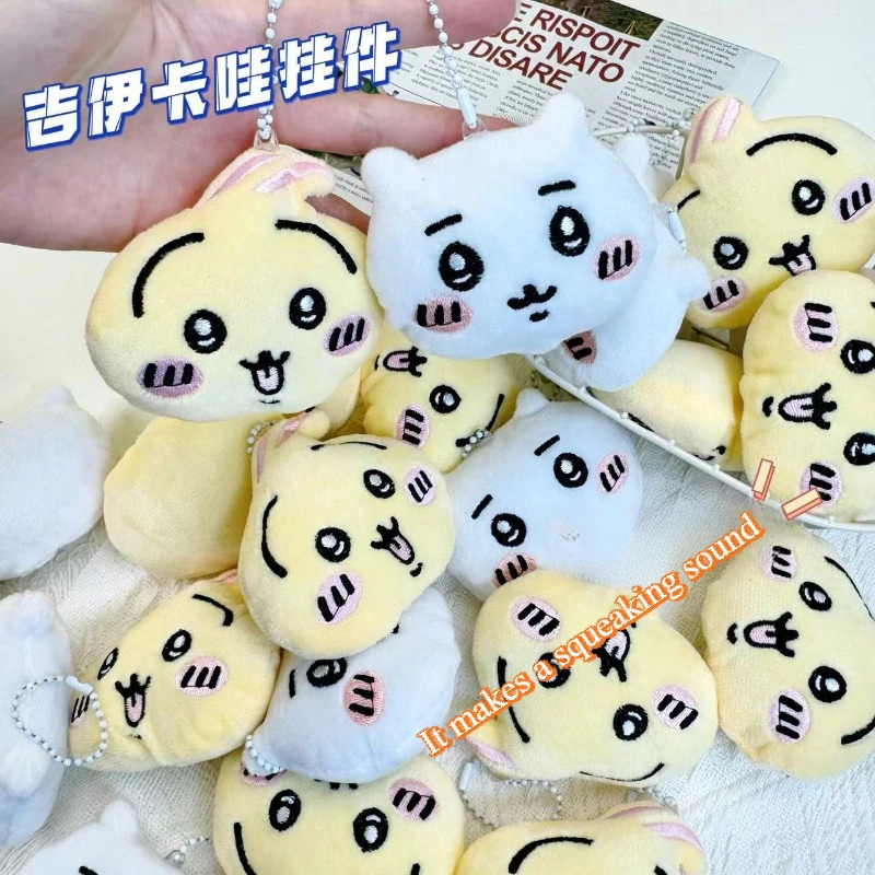 Miniso-Llavero de peluche de Animal suave, muñeco de peluche de dibujos animados con ruido chirriante de Chiikawa, colgante Usagi para mochila, regalo de equipaje