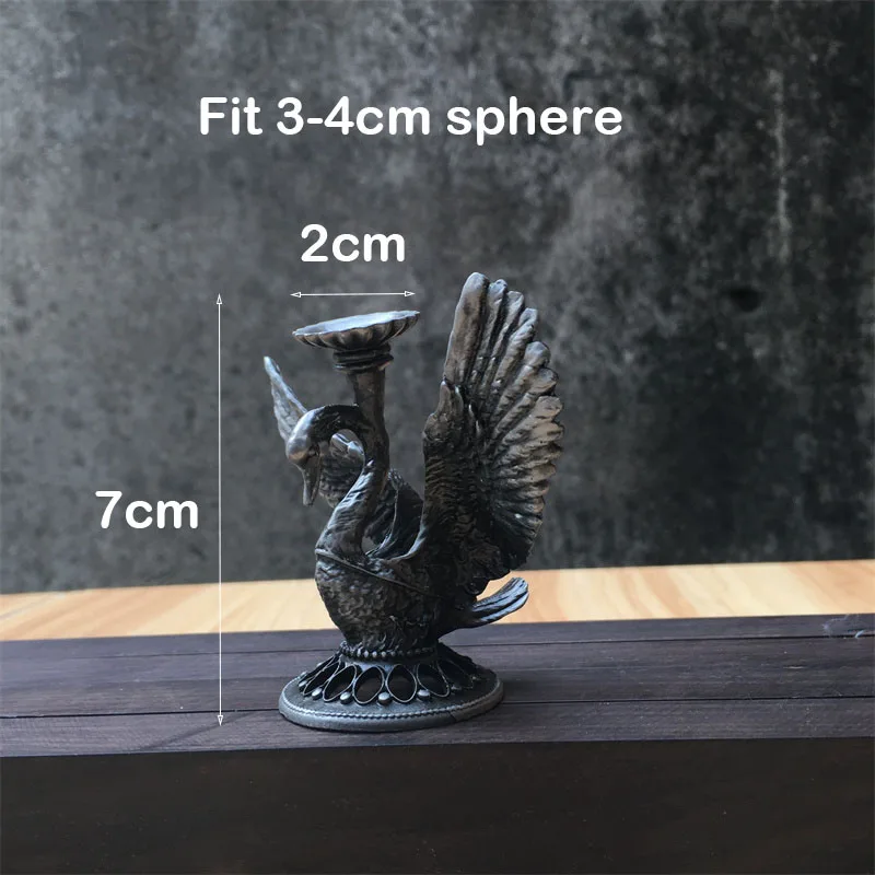 1-3p Small Black Star Moon Crown Crystal Sphere Holder Metal Swan Ball Crafts Stand Display Base Desktop Ornaments Photography