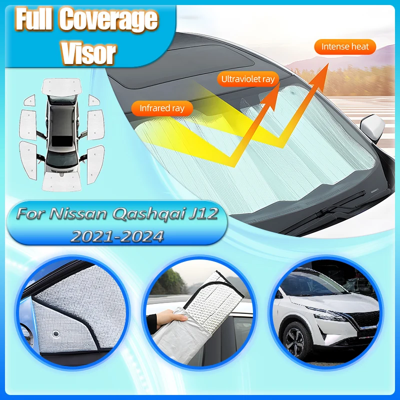 

For Nissan Qashqai J12 Accessories 2021 2022 2023 2024 Auto Parasol Window Side Sunscreen Shade Sun Visors Car Anti-UV Protector