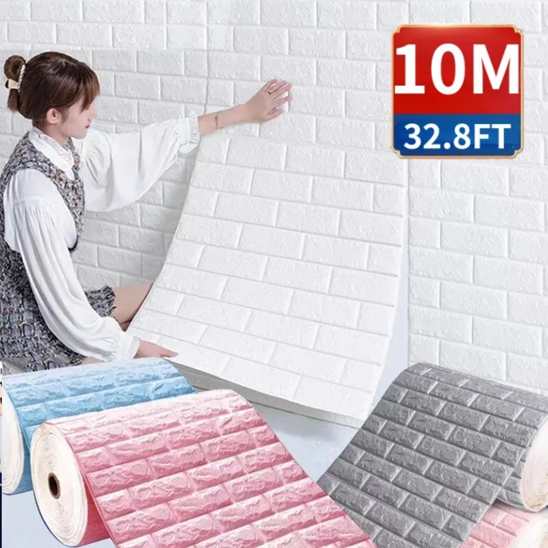 

70cmx1/3/5/10m 3D Wallpaper Decoration Self-adhesive Antique Foam Brick Wallpaper Living Room Bedroom Waterproof 3d Wall Sticker