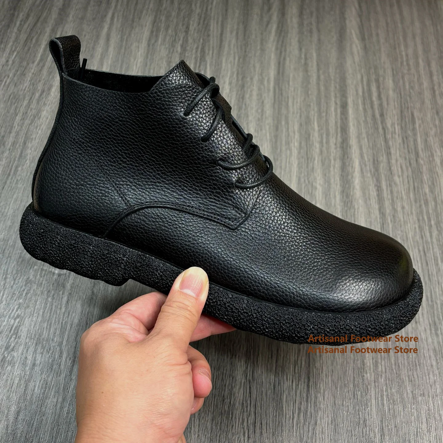 Men's Black Leather Lace Up Ankle Boots Soft Thick Sole Business Casual Short Boots Trendy Autumn/winter Men's Boots