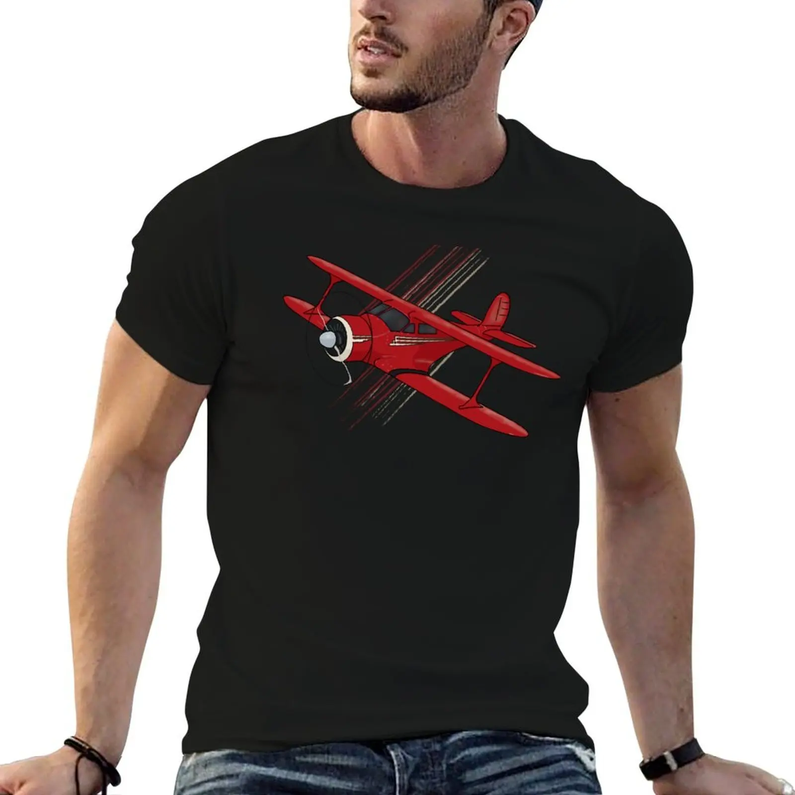 

soft t dark man t custom and for print shirts humor Beechcraft T-Shirt funny t Staggerwing shirt Red White shirts cotton