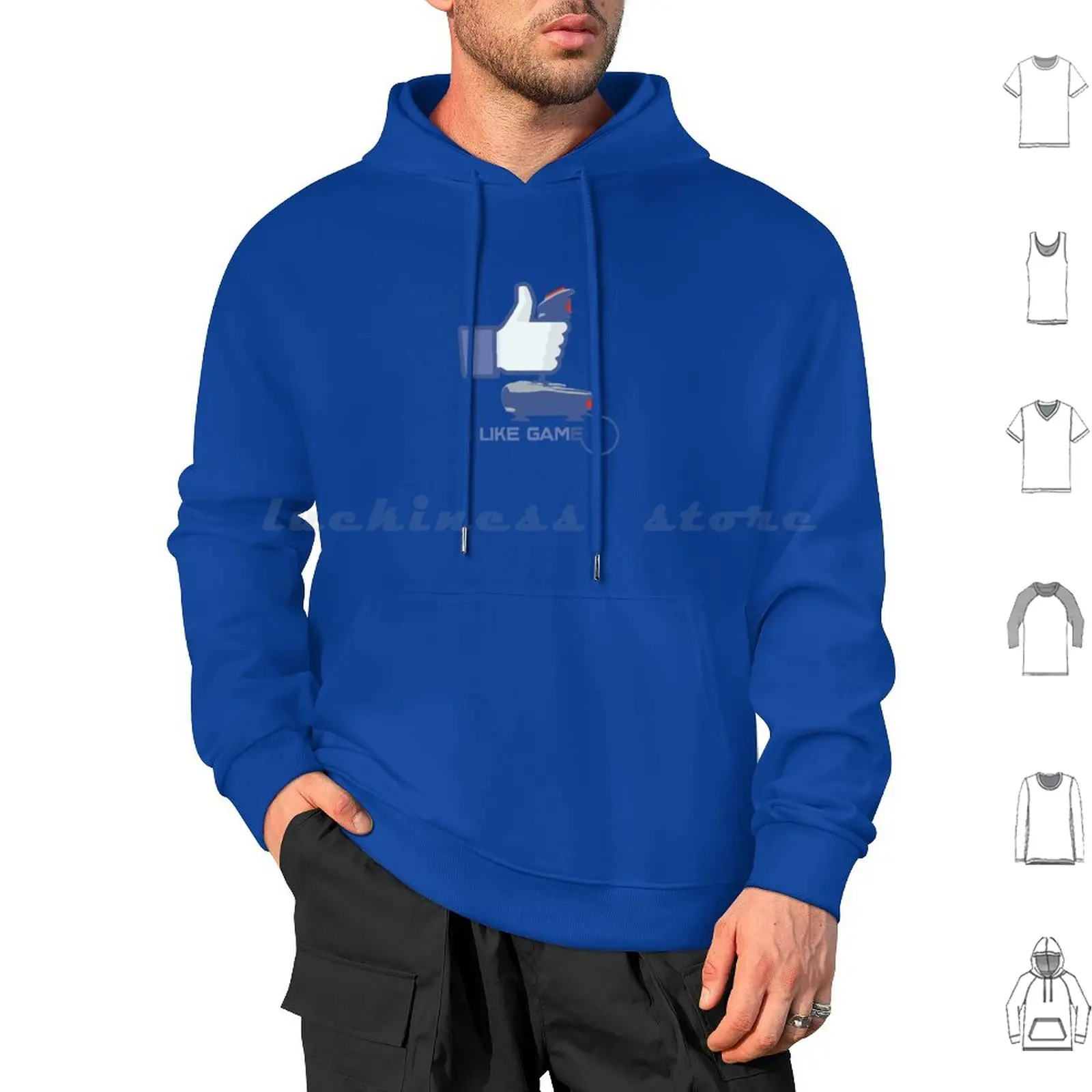 I Like Game-Facebook Hoodies Long Sleeve Dislike Like Facebook Social Instagram Web Game Gamer Blue Play Player Arkade