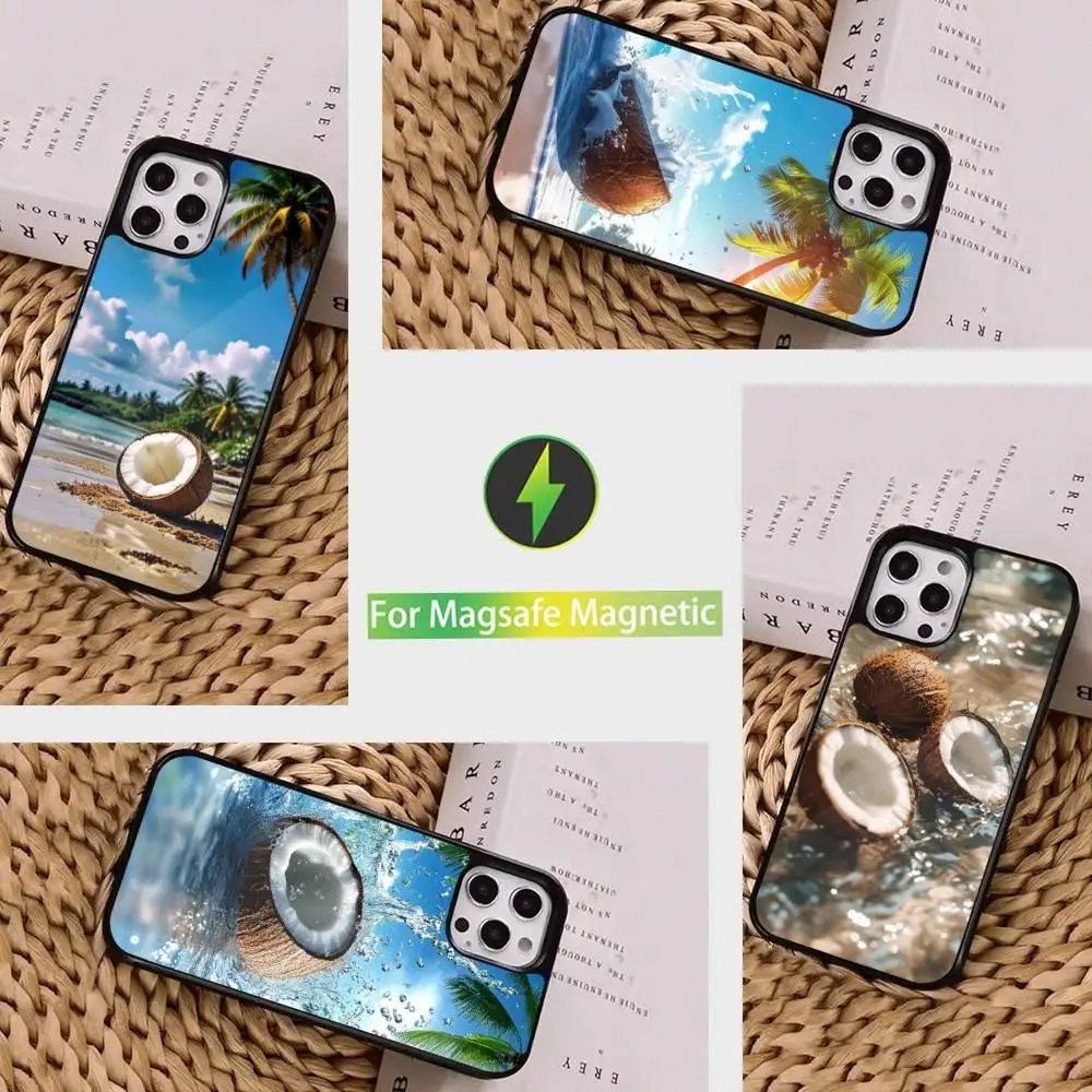 

Tropical Art Fruits Coconut Phone Case For iPhone 16,15,14,13,12,11,Pro,Max,Plus,Mini, Magsafe,Magnetic Wireless Charging Case