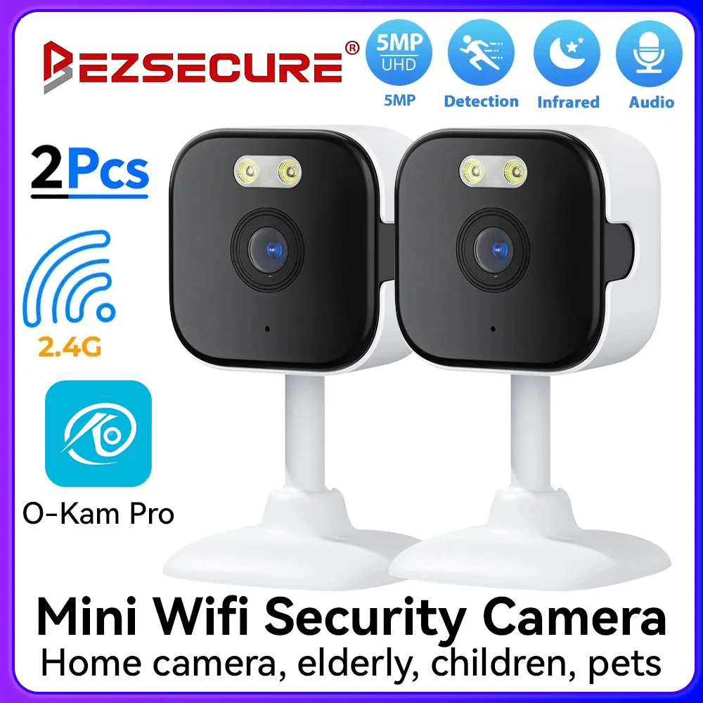 5MP HD 2.4G Wifi Security Camera Mini Indoor Home Surveillance Camera Night Vision Two Ways Audio Human Detection O-KAM APP