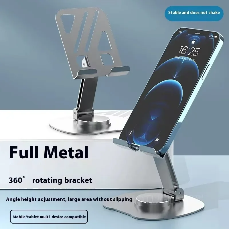 Adjustable 360 Degree Rotating Metal Tablet Stand Foldable Desktop Phone Holder Heavy Duty Base for Studying