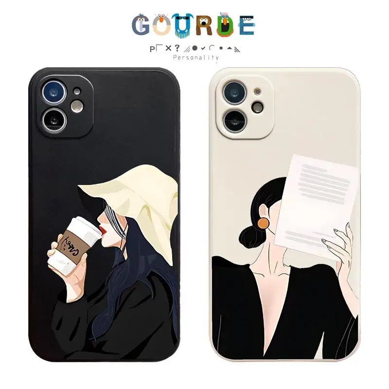 

Gourde Coffee Lady patterns Phone Case for Iphone 16 15 14 12 13 11 Pro Max IP 7 8 Plus Iphon X XS XR Xs Max