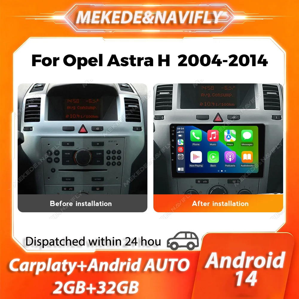 MEKEDE 2 Din Carplay für Opel Astra H J 2004 Vectra Vauxhall Antara Zafira Corsa Vivaro Meriva Veda IPS-Bildschirm Autoradio Stereo