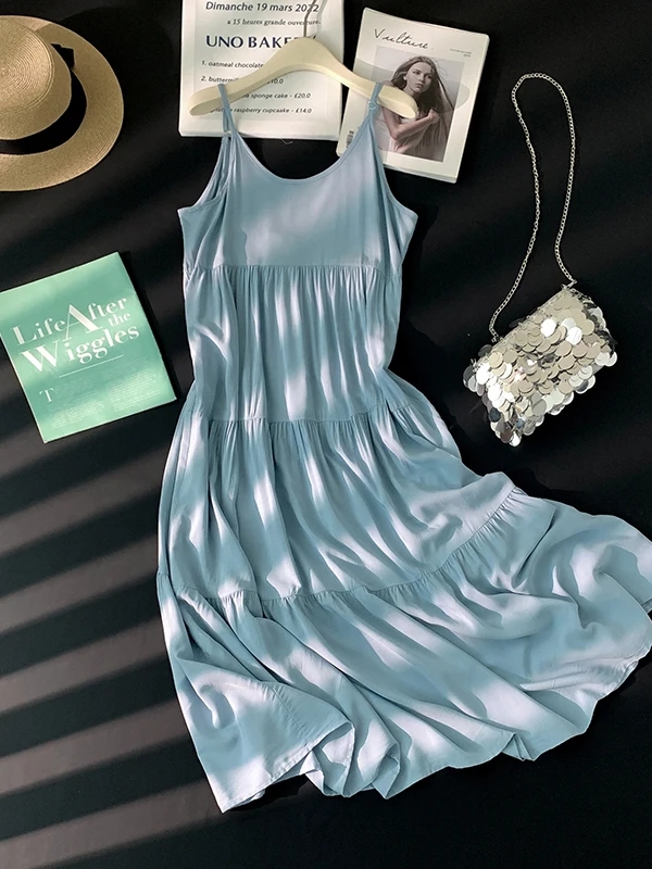 

High-End Sleeveless Strapless Dress Women's Summer 2026 Loose Splice Beach Skirt Wide Leg Pants High Waist A-Line Dress