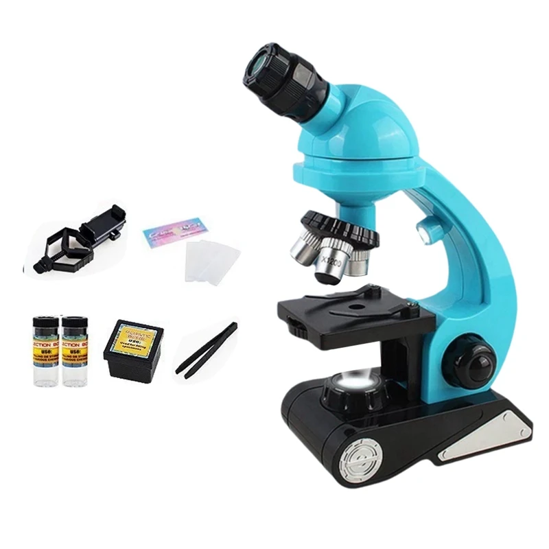 New-A47Q-Microscope For Kids, 1200X Kids Microscope Kit, Double LED Light With Phone Stand, Science STEM Toys Gift For Kids