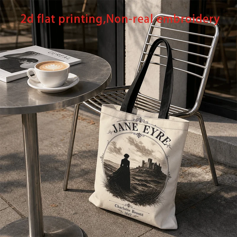 Jane Eyre Themed Tote Bag - Double-Sided Suitable for Café & Book Lovers, Shoulder Bag with Jane Eyre Print, Machine Washable Gi