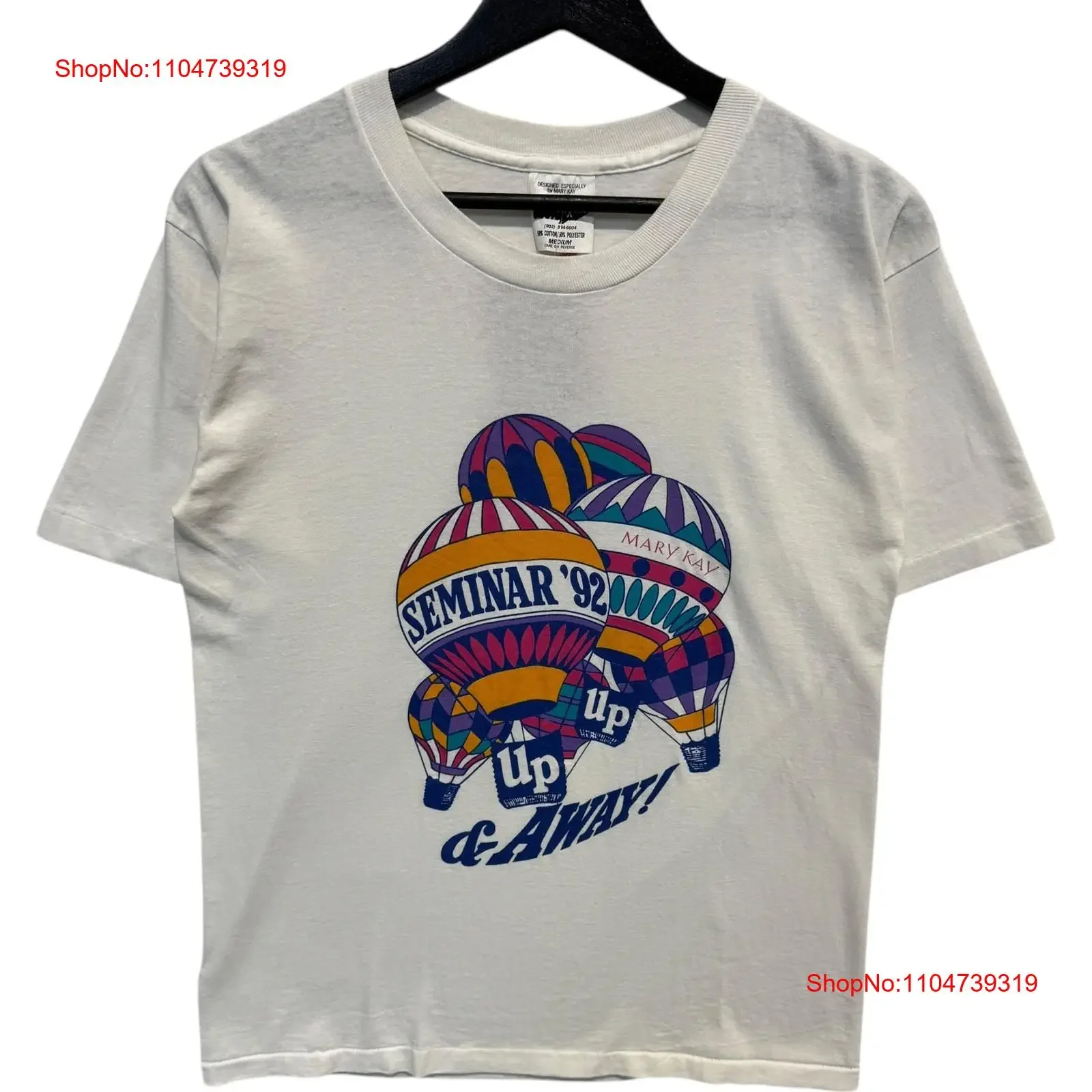 Vintage mary kay Seminar Up Away t camisa 90s branco masculino médio vintage lavado versátil streetwear esticado macio unisex