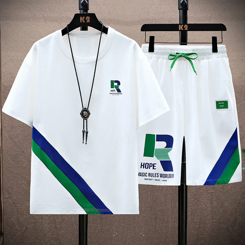 

Ice Silk Set Men's Running Qui Dry Sport Casual orts Summer Season Two Piece Set Men's ort Sve T-irt