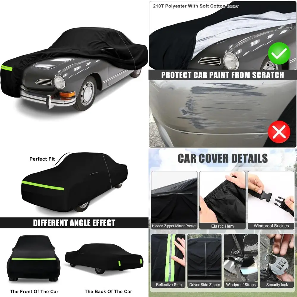 

Водонепроницаемый автомобильный чехол для Volkswagen Karmann Ghia Coupe 1955-1974, полиэстер с хлопковой подкладкой, всепогодная защита