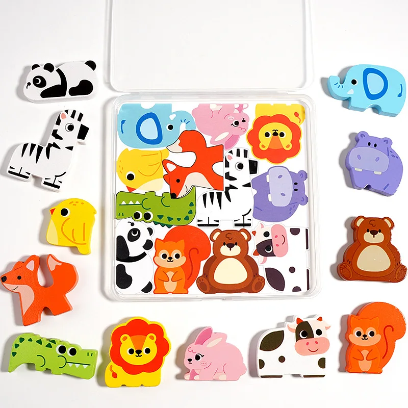 Cartoon Kreativität Holzpuzzles 3D Kreative Form Muster Blockpuzzles Denkaufgabe Lernspielzeug 3D Logik IQ Spiel für Reisen