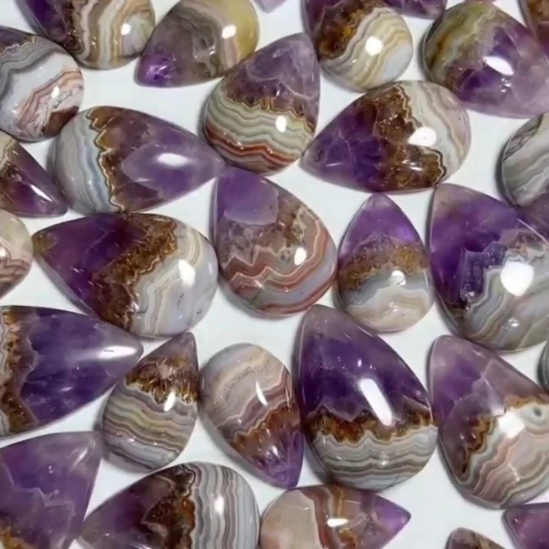 Natural Amethyst Agate Waterdrop Carving 4-6cm Polished Gemstone Craft Home Office Decor Gift