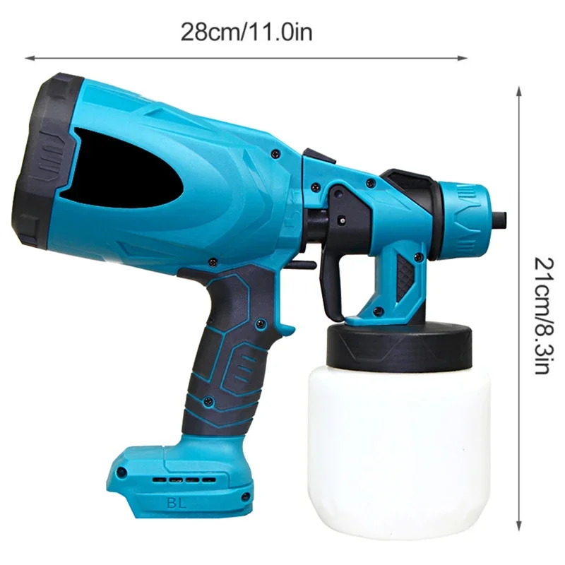 1000ML Electric Spray Gun High Power Cordless Paint Sprayer HVLP Auto Furniture Steel Coating Airbrush For Makita 18V Battery