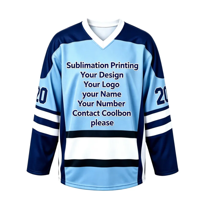 5PCS Blue Hockey Jersey 3D Print Personalized Team Name & Number for Men Women Kids Ice Hockey Competition & Training Wear
