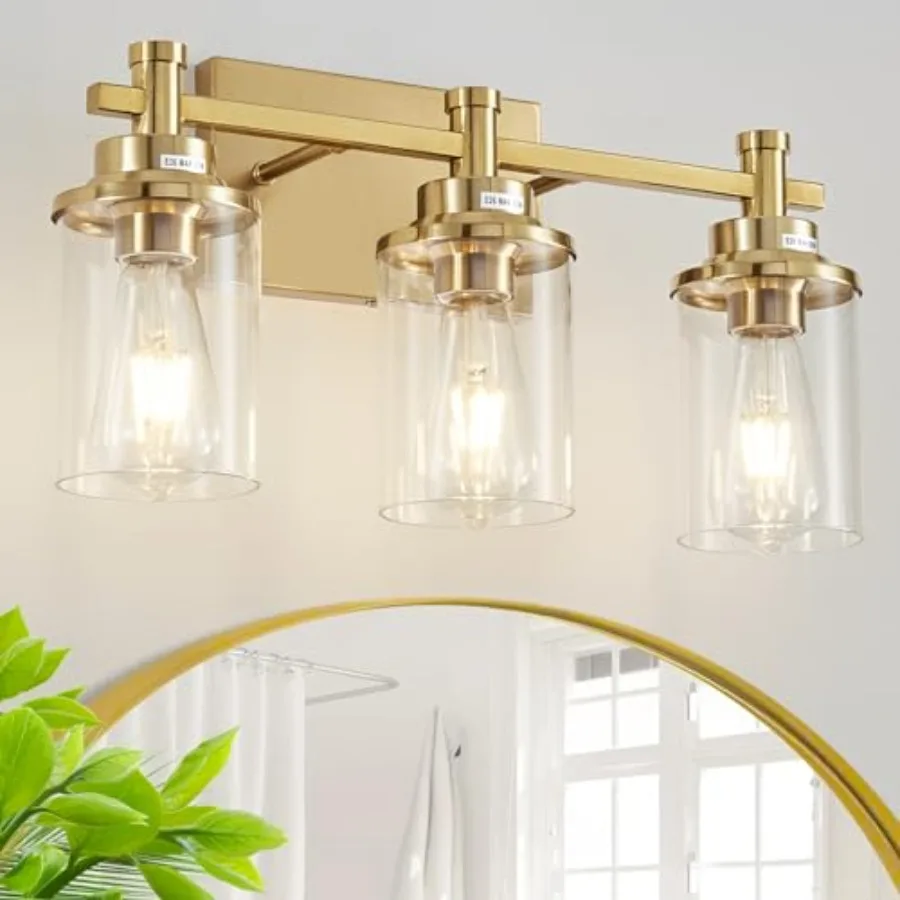 

3 Light Bathroom Vanity Light Over Mirror Brushed Brass Vanity Light Fixture Modern Bath Wall Sconce Lighting Wall Mount Light