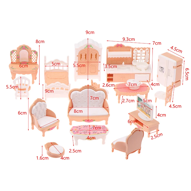 Miniature Dollhouse Bedroom Living Room Kitchen And Bathroom Furniture Set Doll Accessories For Doll House Accessories Gift