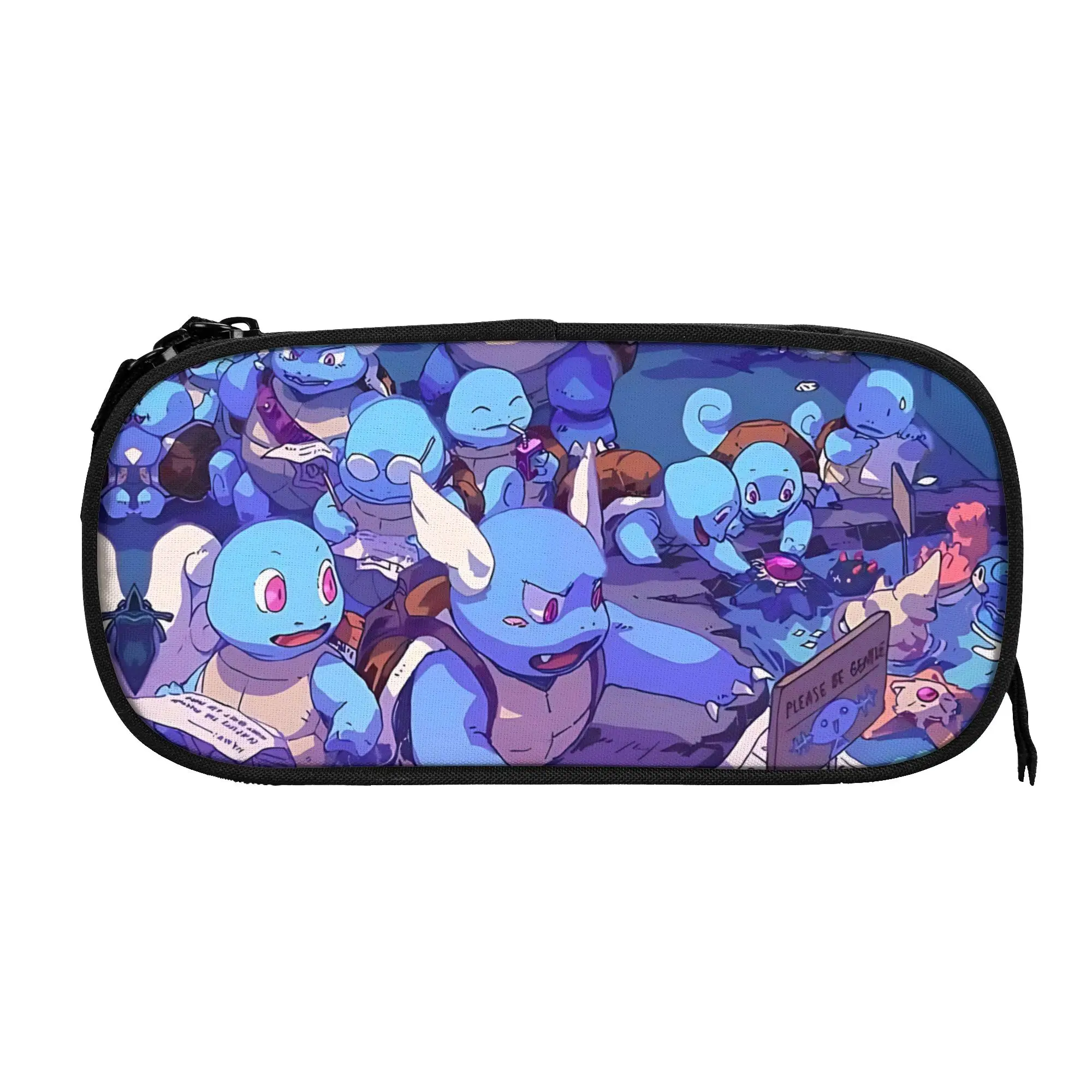 Large Capacity Bags for Child Cartoon Blastoise Family Group Pattern Pokemon Lover School Pencil Bag for Boys Gilrs Kids