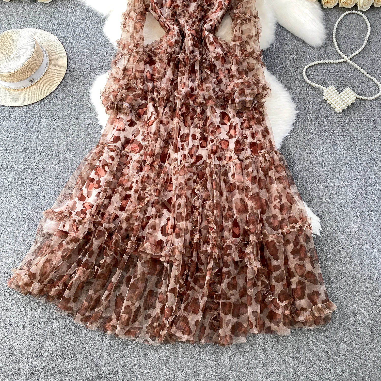 Verão outono vestido de manga longa para mulheres malha em camadas plissado bolo vestidos tule feminino vestidos de baile novo em 2025 festa noite